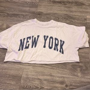 Brandy Melville cropped white “New York” tee